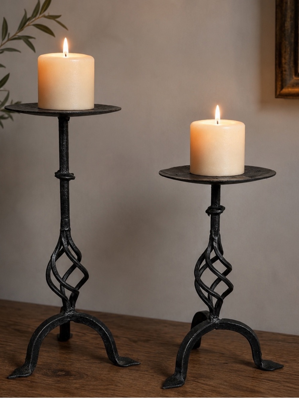 Elegant Black Iron Candle Holders